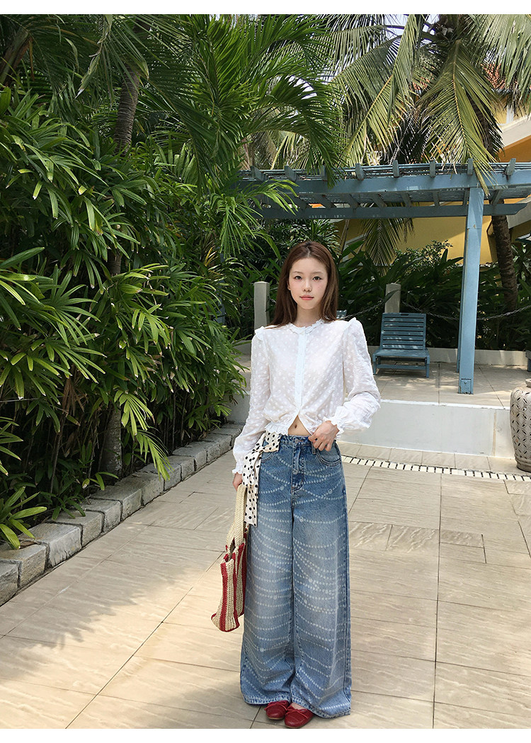 Tuuuh рубашка женская с французским кружевом круглый вырез длинный рукав весенняя новинка блузка базовая