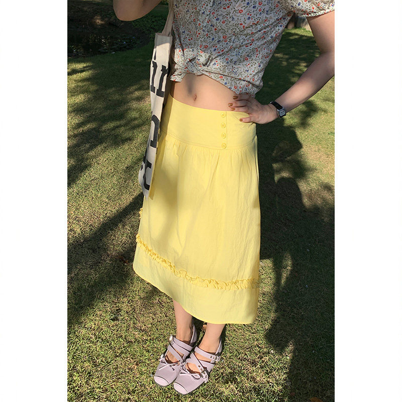 Tuuuh желтая юбка женская в стиле милых девочек весна-лето новая корейская универсальная стройнящая юбка