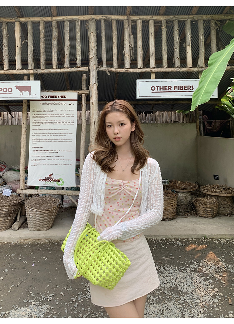 Tuuuh тонкий вязаный кардиган женский летний ажурный полупрозрачный короткий топ