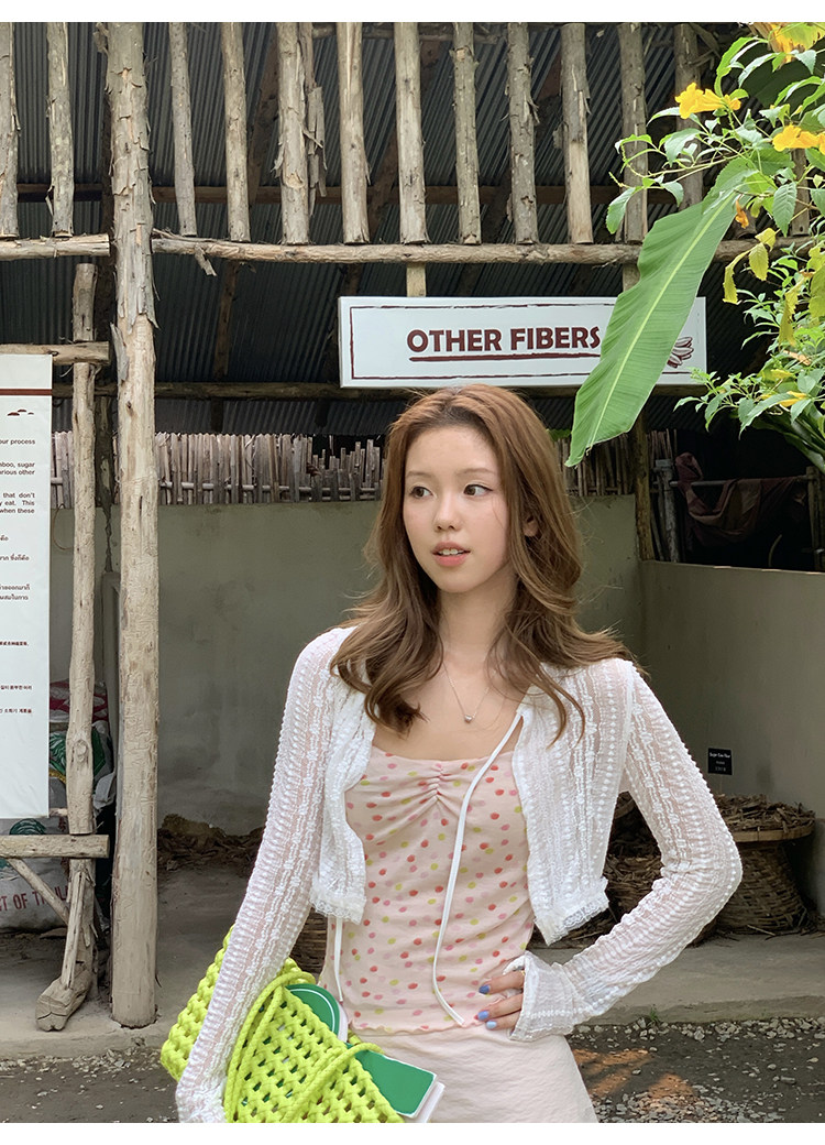 Tuuuh тонкий вязаный кардиган женский летний ажурный полупрозрачный короткий топ