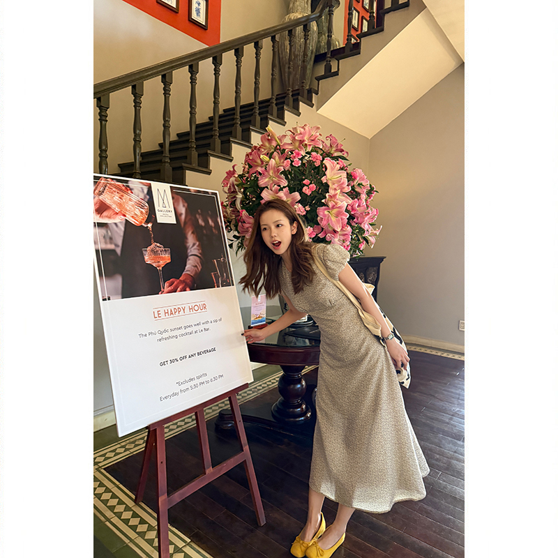 Tuuuh Picture Book Floral Round Neck Long Dress for Women Summer French Puff Sleeve Dress Short Sleeve Versatile Mid-Length Dress Tuuuh Picture Book Floral Round Neck Long Dress for Women Summer French Puff Sleeve Dress Short Sleeve Versatile Mid-Length Dress
