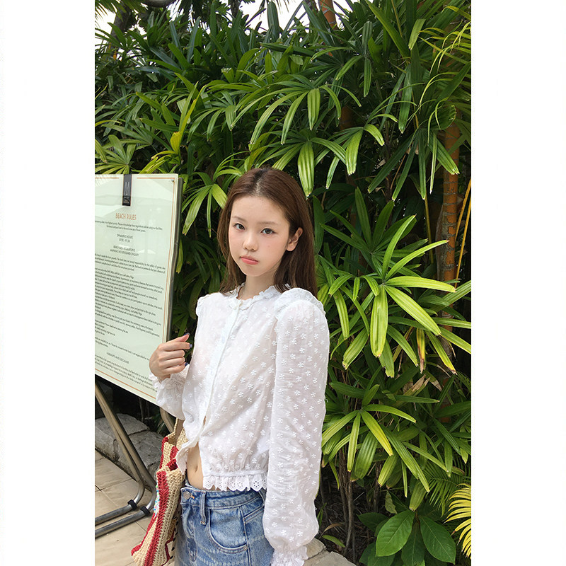 Tuuuh рубашка женская с французским кружевом круглый вырез длинный рукав весенняя новинка блузка базовая
