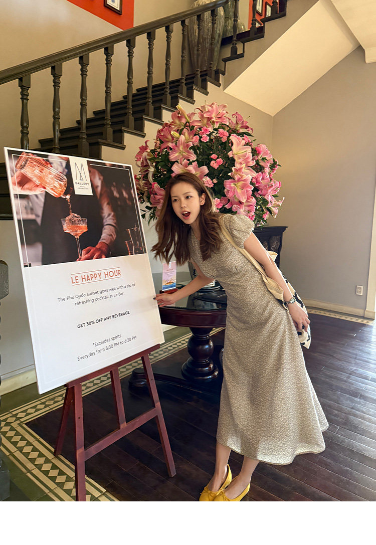 Tuuuh летнее платье с круглым вырезом и цветочным принтом, французские рукава-буфы, короткий рукав, универсальное платье средней длины