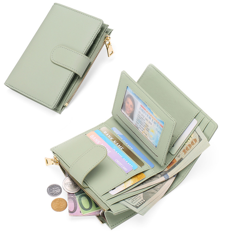 New Women's Short Wallet Korean Style 70% off Leather Wallet Multi-Card Slot Wallet Coin Card Holder in Stock 8819