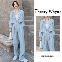 THEORY WHYNO LIGHT EXTRAVAGANT Clothing Temperament Van Fried Street Suit Two Suits Jacket Straight Barrel Broadlegged Pants