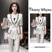 THEORY WHYNO Light Luxury Suit Womens Summer Thin High-Quality Temperament Socialite Casual Suit Flared Pants