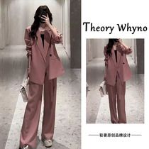 THEORY WHYNO Light luxury fashionable and high-end suit suit for women in spring and autumn royal sister style loose wide-leg pants suit