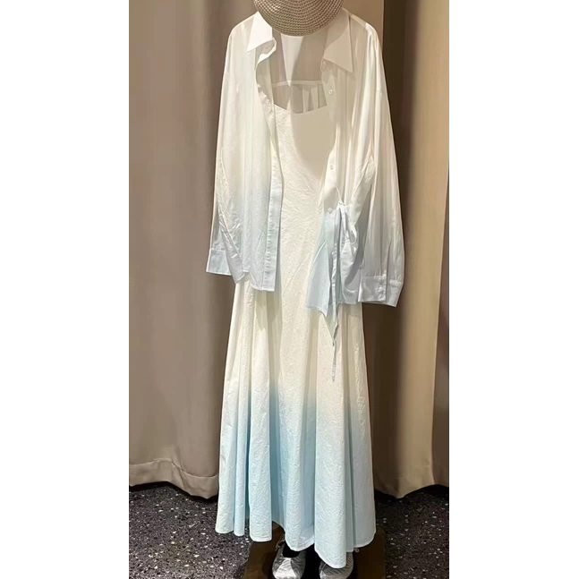 2026 Summer New Style Women's Slim-Fit Gradient Mid-Length Dress with Straps and Gradient Shirt 2026 Summer New Style Women's Slim-Fit Gradient Mid-Length Dress with Straps and Gradient Shirt