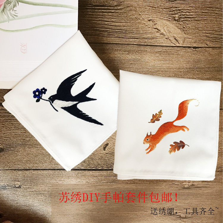 A suembroidered DIY embroidered handkera kit beginner application with tool needle method tutorial spot