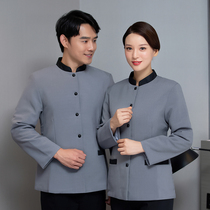 Embroidered cotton cleaning clothing long sleeve autumn and winter clothing PA hotel room housekeeping hotel aunt property cleaning work system