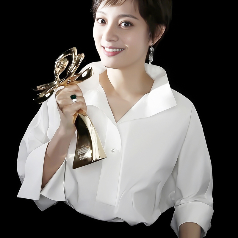 No-Iron French-Style White Shirt for Women, Batwing Short Sleeves, High-End Silk Top, Spring and Summer Shirt, 2026 New Model