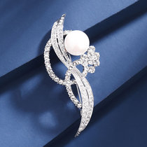 Crystal brooch womens fashion simple corsage pin imitation pearl suit jacket accessories personality wild jewelry