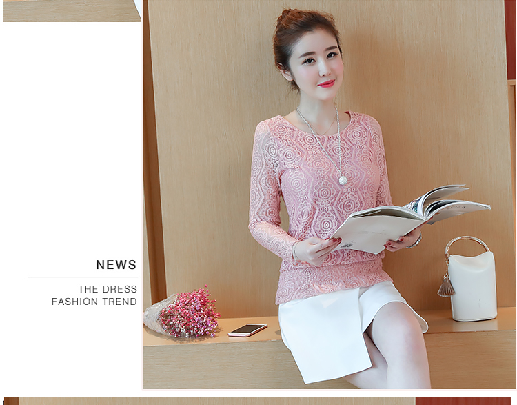 Áo sơ mi ren đáy quần sơ mi nữ tay dài voan hàng đầu Thu đông eo eo hoang dã Áo thun 2018 mới so mi nu