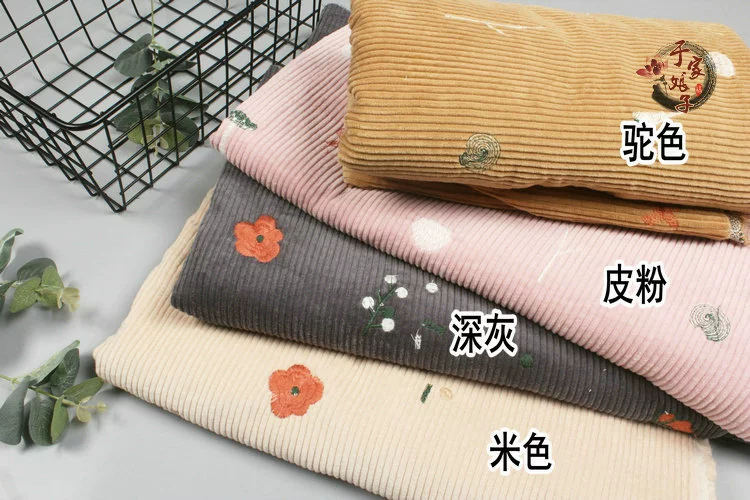 Thêu cotton đẩy tường, vải nhung, vải nhung thêu, quần áo trẻ em, cotton, vải quần áo trẻ em - Vải vải tự làm