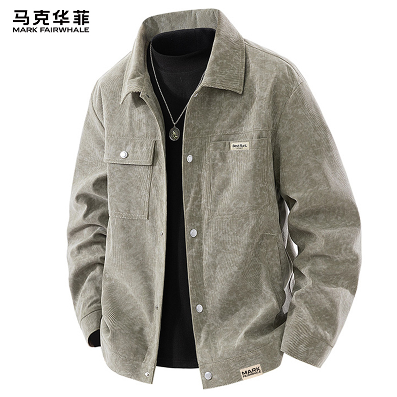Mark Huafei American-Style Jacquard Jacket for Men, Spring and Autumn Turn-Down Collar Jacket, 2026 New Men's Top, Early Spring Wear
