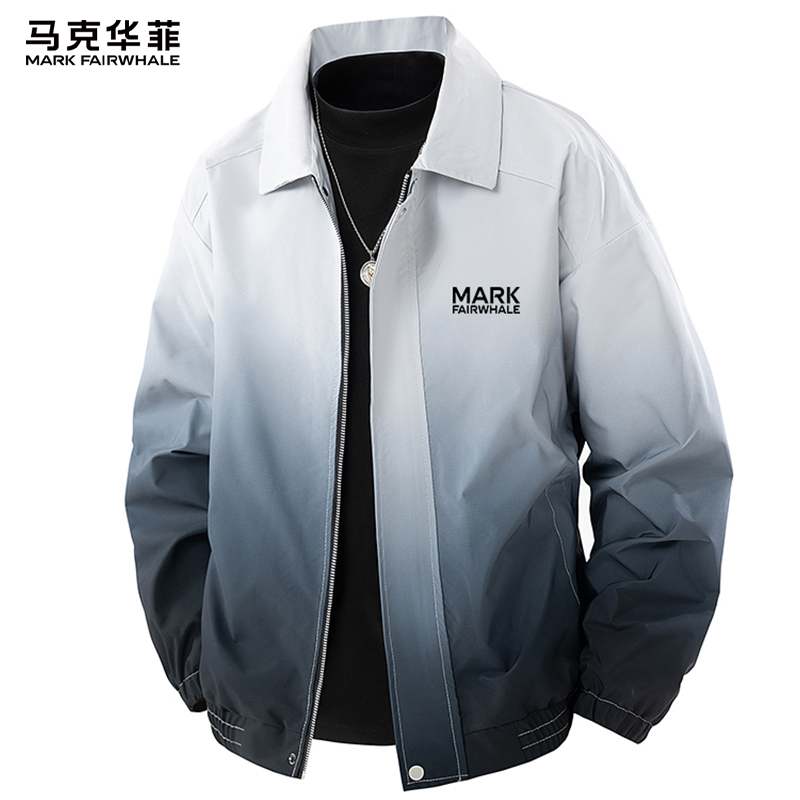 Mark Hua Fei Gradient Color Lapel Jacket for Men 2026 New Spring and Autumn Windproof Men's Coat Casual and Stylish