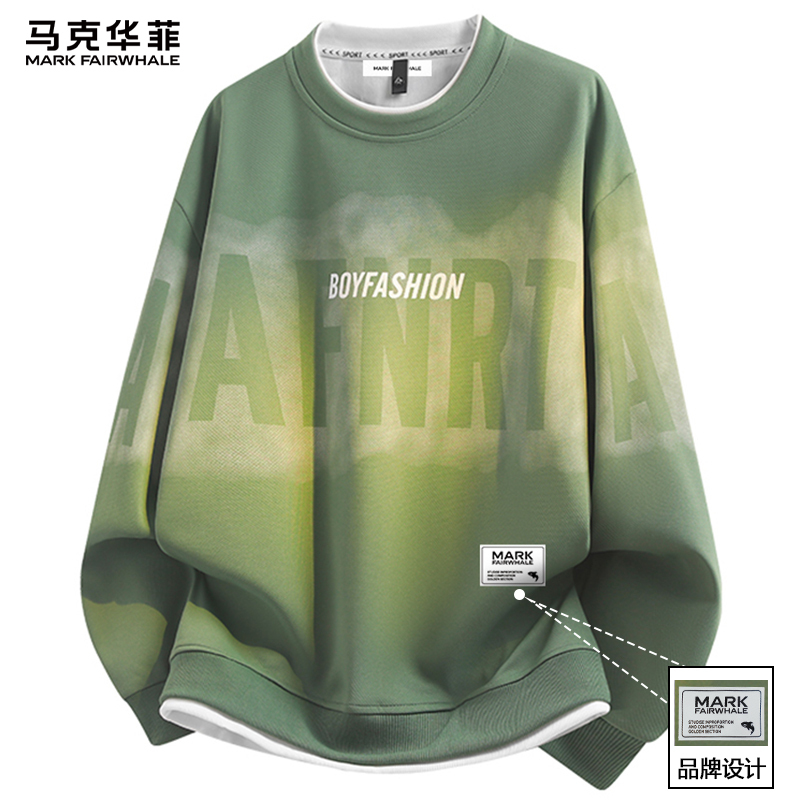 Mark Hua Fei American Style Trendy Brand Crew Neck Sweatshirt for Men, 2026 New Spring and Autumn Men's Long-Sleeve Top Jacket