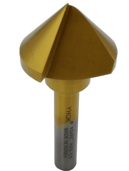 South Korea YHOK Coated Chamfering Knife Cobalt-containing Chamfering Drill Straight Shank Drill Three-edged Single-edged 90 Degree High Speed ​​Net