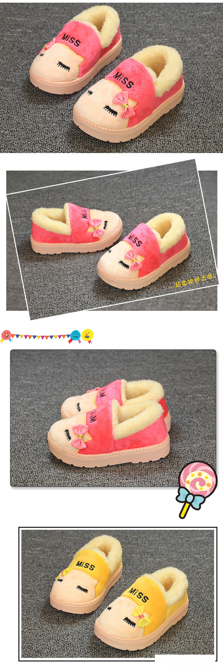 Pantoufles enfants en suède pour hiver - semelle plastique - Ref 1032505 Image 12