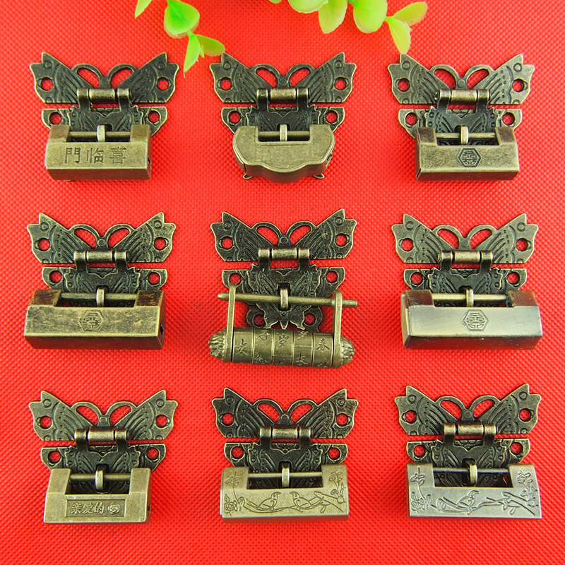 Lock 50*42MM Antique Butterfly Closed Alloy Lock can be padlocked box buckle packing buckle packing buckle