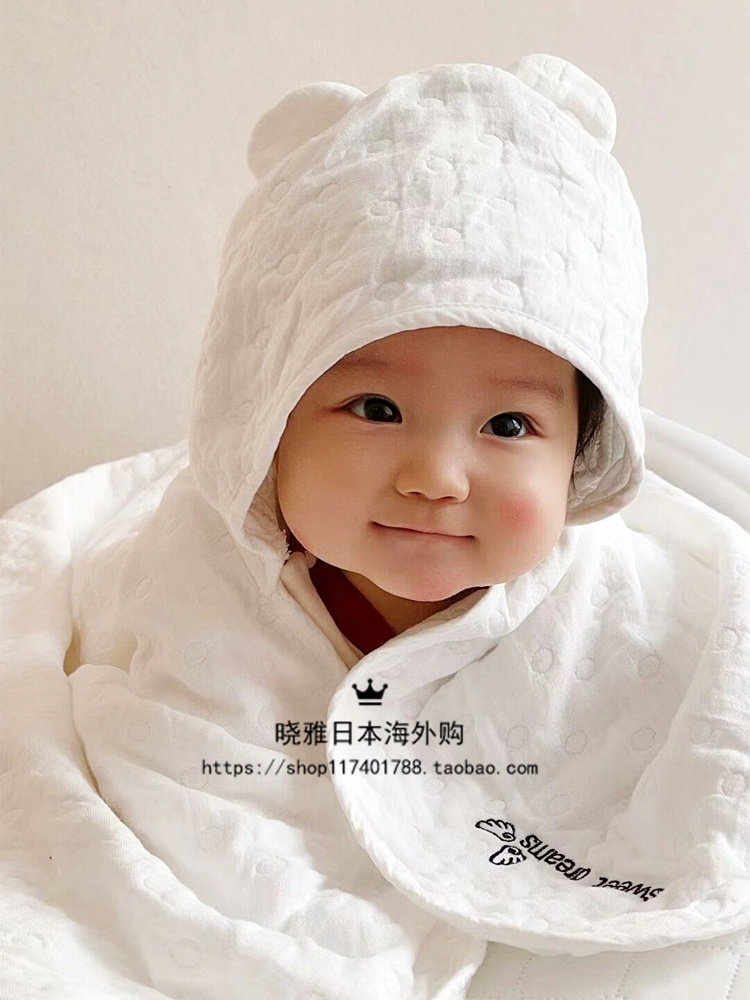 Japan GP new cotton 6 - storey gauze suction bath towel baby baby towel wrapped cap bag baby baby cap pack