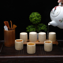  Healthy and environmentally friendly bamboo wooden teacup heat-resistant anti-scalding anti-falling flower tea cup Kung Fu small teacup tea set accessories