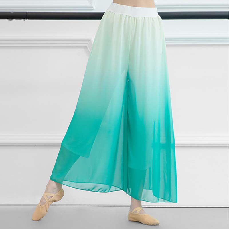 Chinese wind grand coloured snow spinning modern dance broad legged pants classical fluttering national dance and rhyme pants