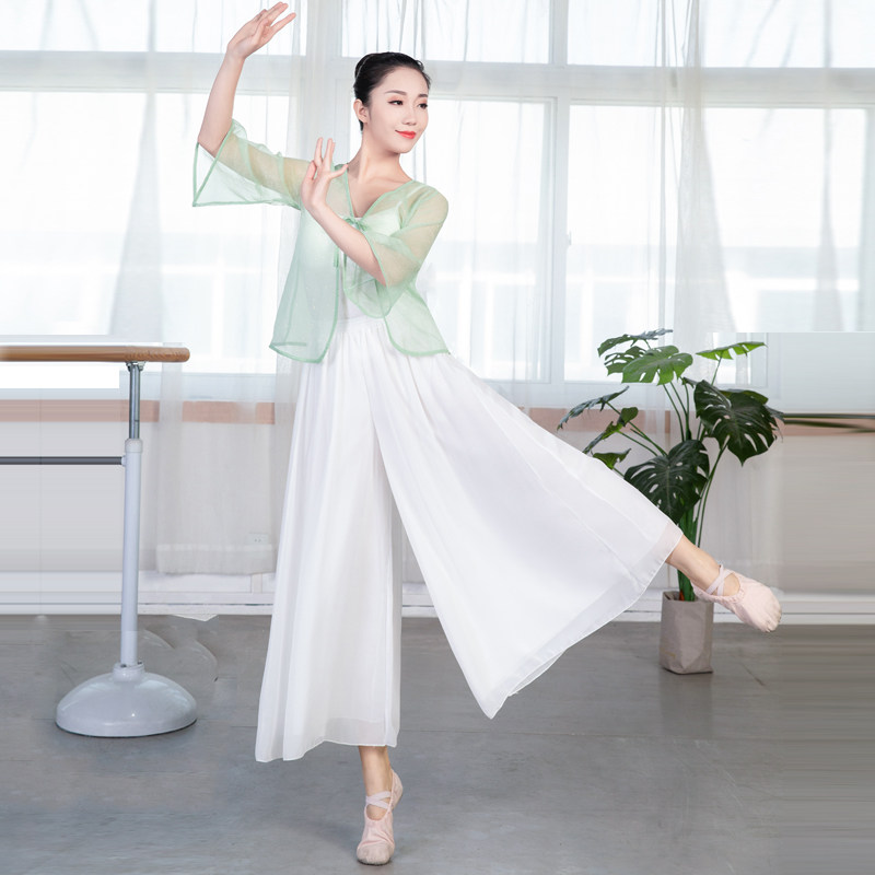 Modern dance practice pants Chinese style dance clothing Zen clothing elegant chiffon wide-leg pants classical dance pants loose yoga pants