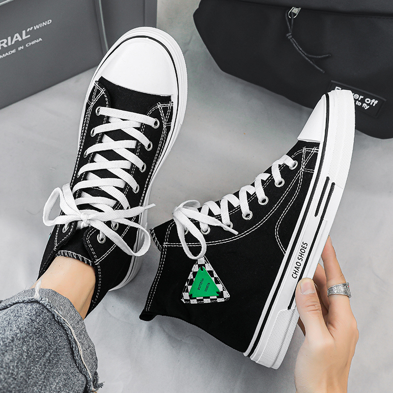 High - gang shoes men in the spring of 2023 new trend canvas shoes teen shoes and casual cloth shoes