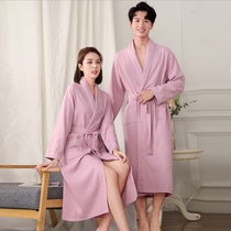 Spring and Autumn Summer Waffle Bathrobe Hotel couples robes men and women size absorbent bathrobe beauty salon sweat evaporate clothing