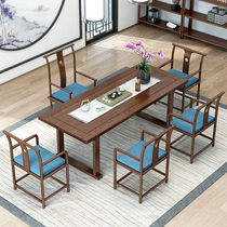 New Chinese style simple solid wood tea table modern guest kung fu tea table tea table tea table and chair combination