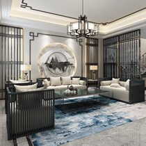 New Chinese Zen wrought iron sofa modern simple living room sofa chair combination hotel club Teahouse antique furniture