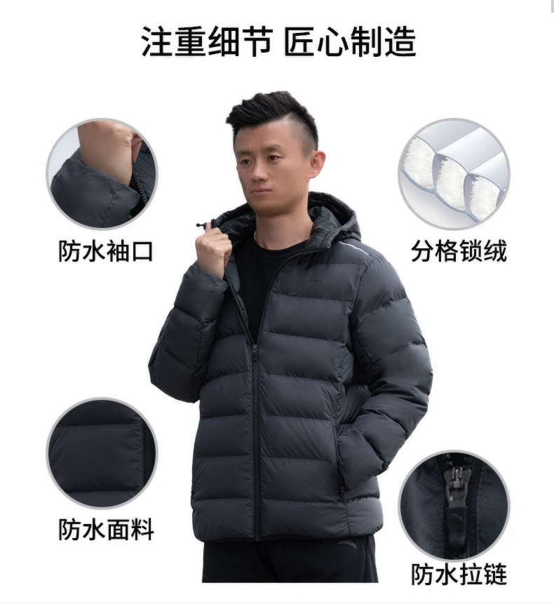 Anta đích thực áo khoác mới thoải mái ấm áp giản dị nam mặc áo khoác dày xuống hoang dã - Thể thao xuống áo khoác áo phao mũ lông nam