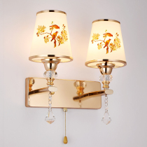 Wall lamp Bedroom bedside lamp Living room background wall Study stairs Simple modern warm creative golden double-headed lamps