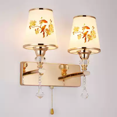 Wall lamp bedroom bedside lamp living room background Wall study staircase simple modern warm creative golden double head lamp