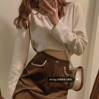 Кружевная ретро вельветовая длинная юбка, А-силуэт, средней длины