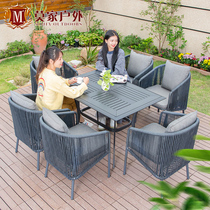 Courtyard outdoor balcony living room outdoor terrace home simple modern plastic wood hand-woven rattan chair