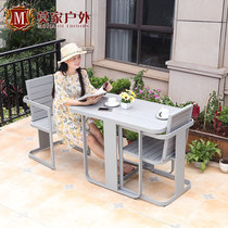 Balcony small coffee table Terrace WPC anticorrosive courtyard Garden leisure furniture model room creative outdoor table and chair combination