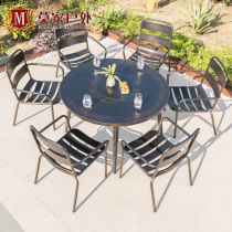 Outdoor balcony table and chair combination Villa outdoor courtyard garden outdoor terrace iron leisure cast aluminum table and chair