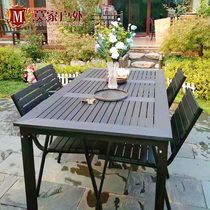 Courtyard table and chair outdoor garden villa balcony leisure cast aluminum anticorrosive wood outdoor aluminum alloy plastic wood table and chair