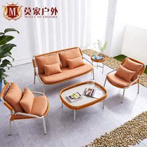 Nordic simple outdoor rope woven Vine Chair table and chair combination outdoor aluminum alloy garden courtyard balcony Leisure