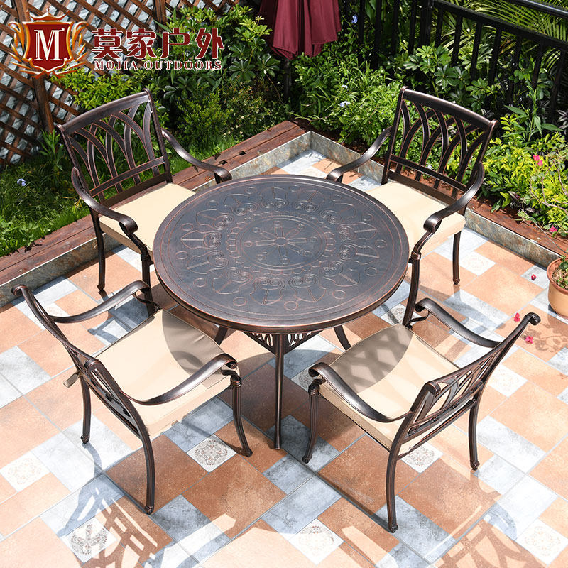 Mo's outdoor courtyard cast aluminum tables and chairs outdoor garden open-air leisure iron furniture terrace table and chair combination