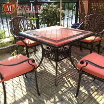  Outdoor cast aluminum table and chair combination outdoor household European-style furniture Courtyard open-air garden balcony table and chair small coffee table