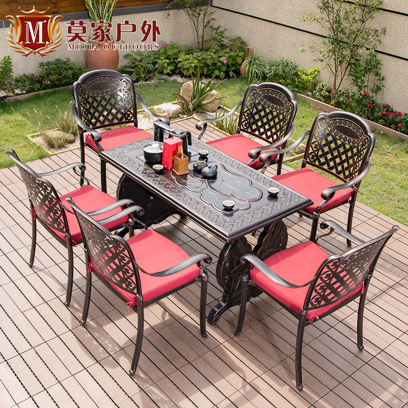 Mo's outdoor courtyard cast aluminum table chair tea drink tea Kung fu tea living room home creative tea table garden chair