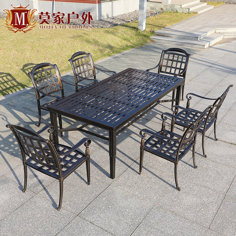 Outdoor cast aluminum tables and chairs composite metal courtyard open outdoor villa garden table balcony leisure iron art furniture