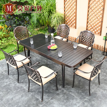 Outdoor table and chair aluminum alloy courtyard cast aluminum garden villa leisure terrace rust-proof outdoor furniture Long Table Table table