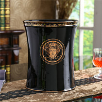 Ceramic bins Home European-style creative kitchen Living room Bedroom toilet office No cover Large number of garbage baskets