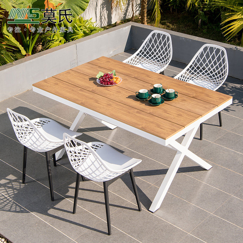 Outdoor Table And Chairs Patio Net Red Nordic Wind Minimalist White Cafe Exterior Pendulum Waterproof Sunscreen Courtyard Casual Composition-Taobao