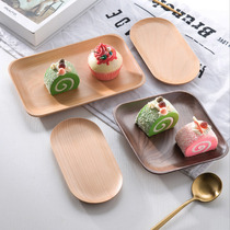 Baima River solid wood small tray wooden plate coffee snack plate Beech rectangular fruit disc small tea plate