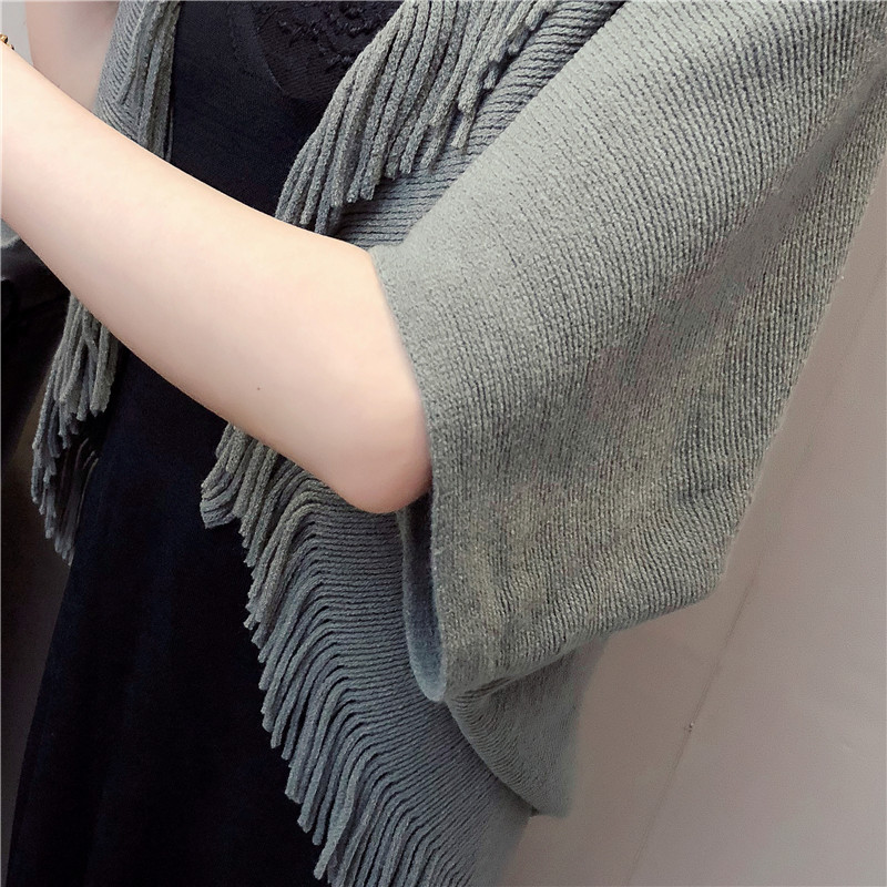 Mùa xuân 2018 mới của phụ nữ phiên bản Hàn Quốc của áo len size lớn áo len tua rua áo choàng mùa hè áo choàng choàng choàng nữ áo len dài